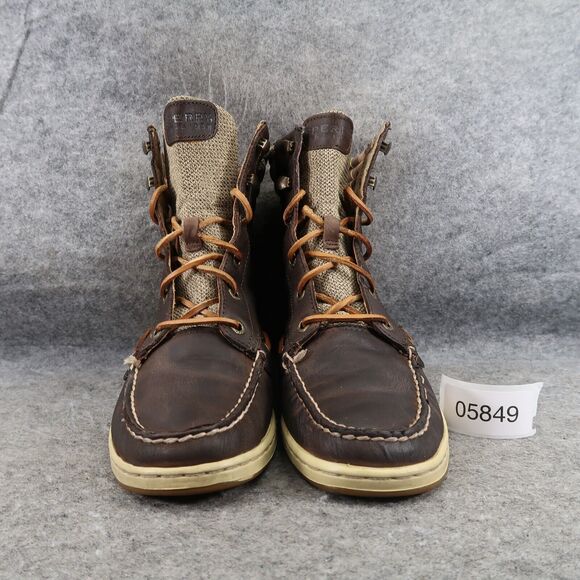 Sperry Shoes Womens 7.5 Boots Hikerfish Lace Up Moc Toe Leather Top Sider Brown - Picture 2 of 15